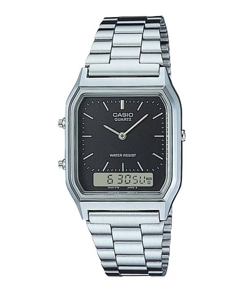 Casio Vintage Analog-Digital Silver Stainless Steel Strap Unisex Watch AQ-230A-1DMQ - view 1