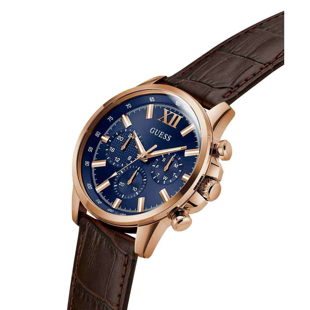 Guess Walker Blue Dial Brown Leather Strap Men's Watch GW0901G3 - view 7