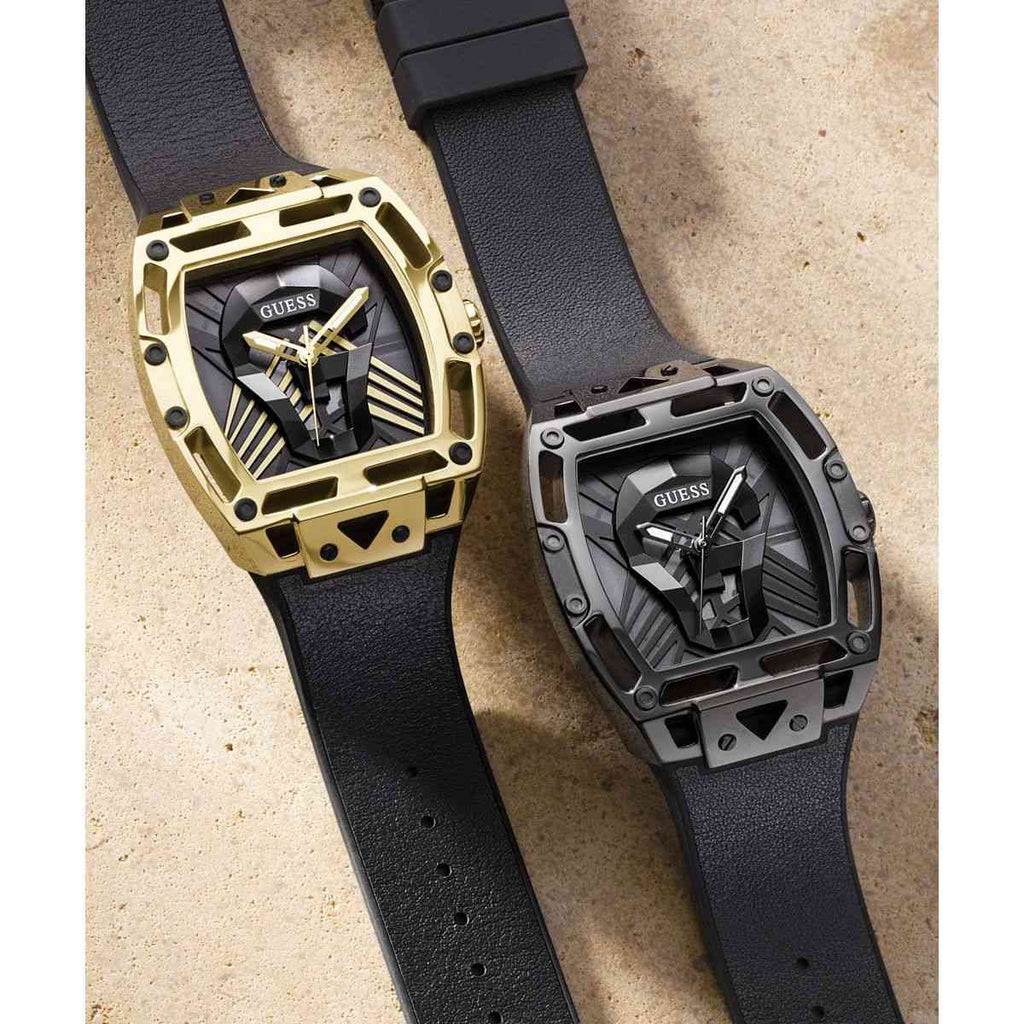 Guess Legend Black Dial Black Leather and Silicone Strap Men's Watch GW0500G2 - view 4