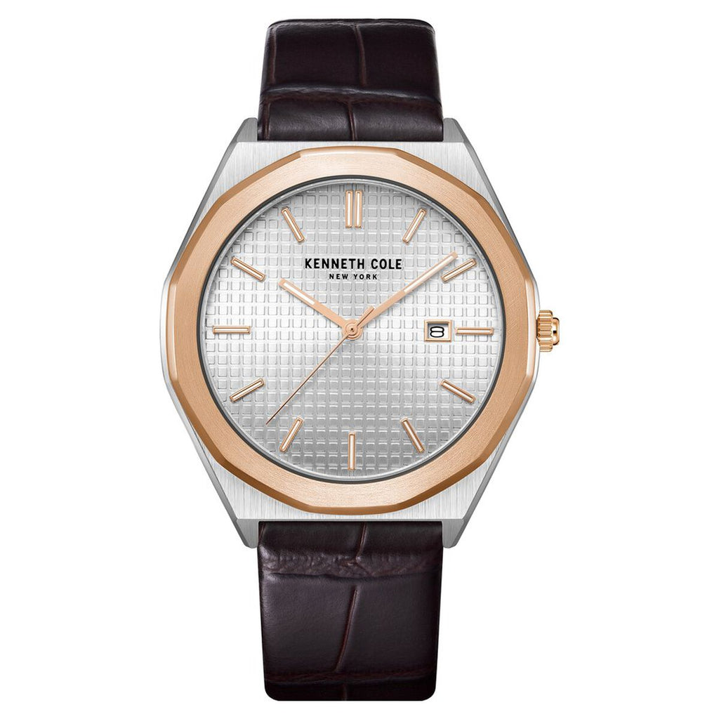 Kenneth Cole Silver Dial Brown Leather Strap Men's Watch KCWGB2234210MN - view 1