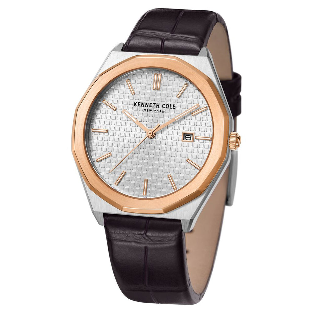 Kenneth Cole Silver Dial Brown Leather Strap Men's Watch KCWGB2234210MN - view 2