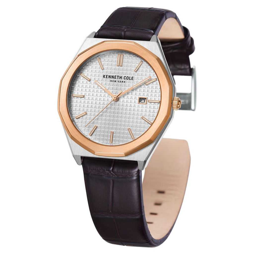 Kenneth Cole Silver Dial Brown Leather Strap Men's Watch KCWGB2234210MN - view 3