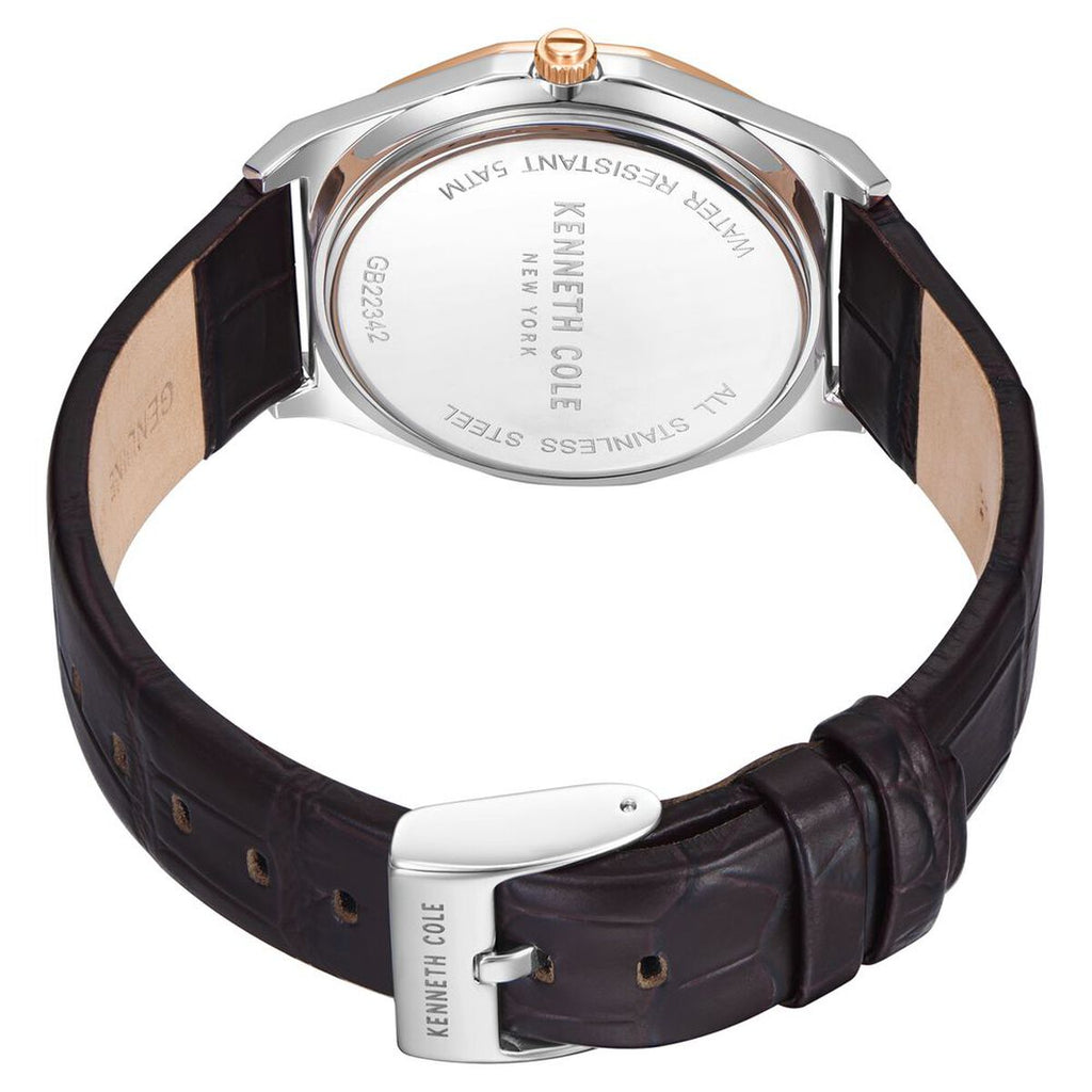 Kenneth Cole Silver Dial Brown Leather Strap Men's Watch KCWGB2234210MN - view 5