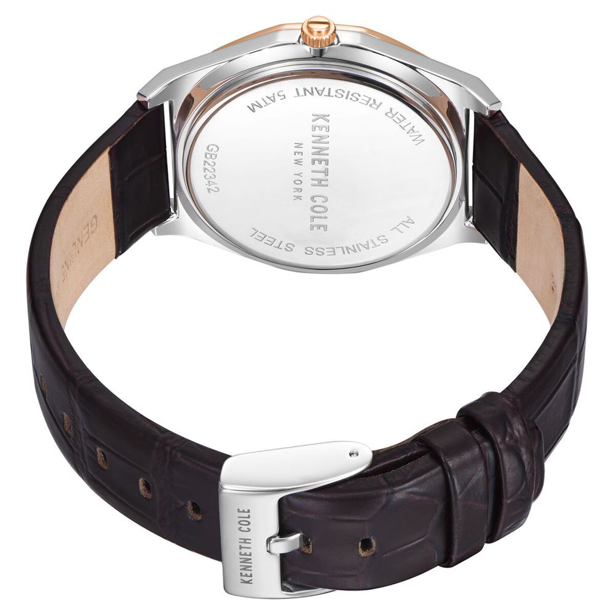 Kenneth Cole Silver Dial Brown Leather Strap Men's Watch KCWGB2234210MN - view 5