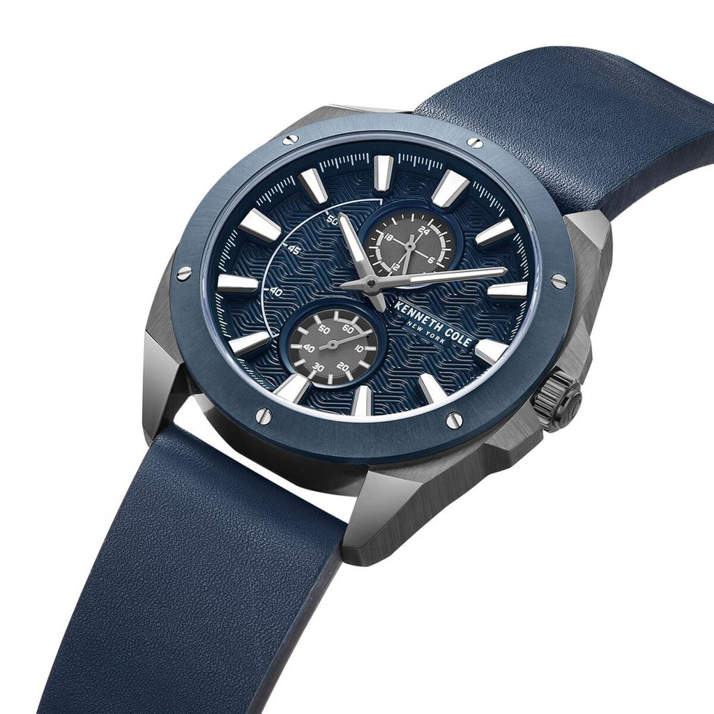 Kenneth Cole Blue Dial Blue Leather Strap Men's Watch KCWGF0035601MN - view 2