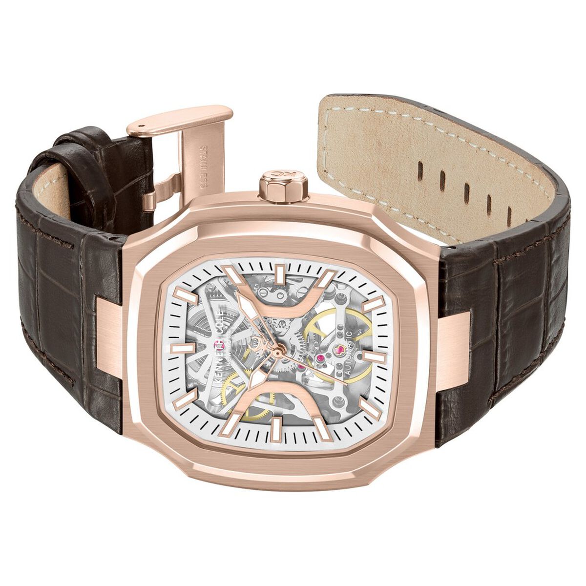 Kenneth Cole Silver Dial Brown Leather Strap Men's Watch KCWGX0099306MNW - view 3