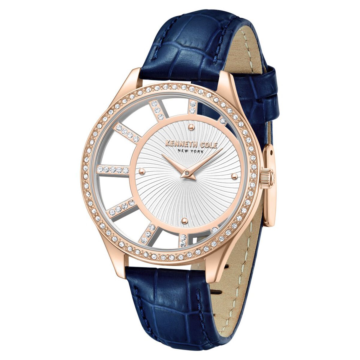 Kenneth Cole Silver Dial Blue Leather Strap Women's Watch KCWLA0061601LD - view 2