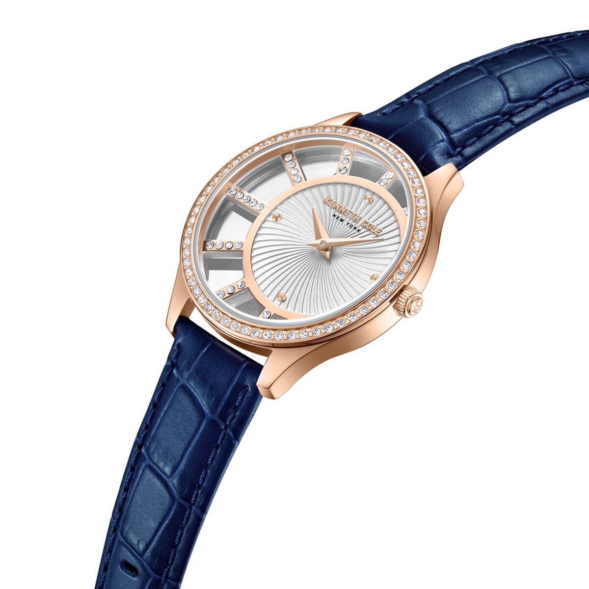Kenneth Cole Silver Dial Blue Leather Strap Women's Watch KCWLA0061601LD - view 3