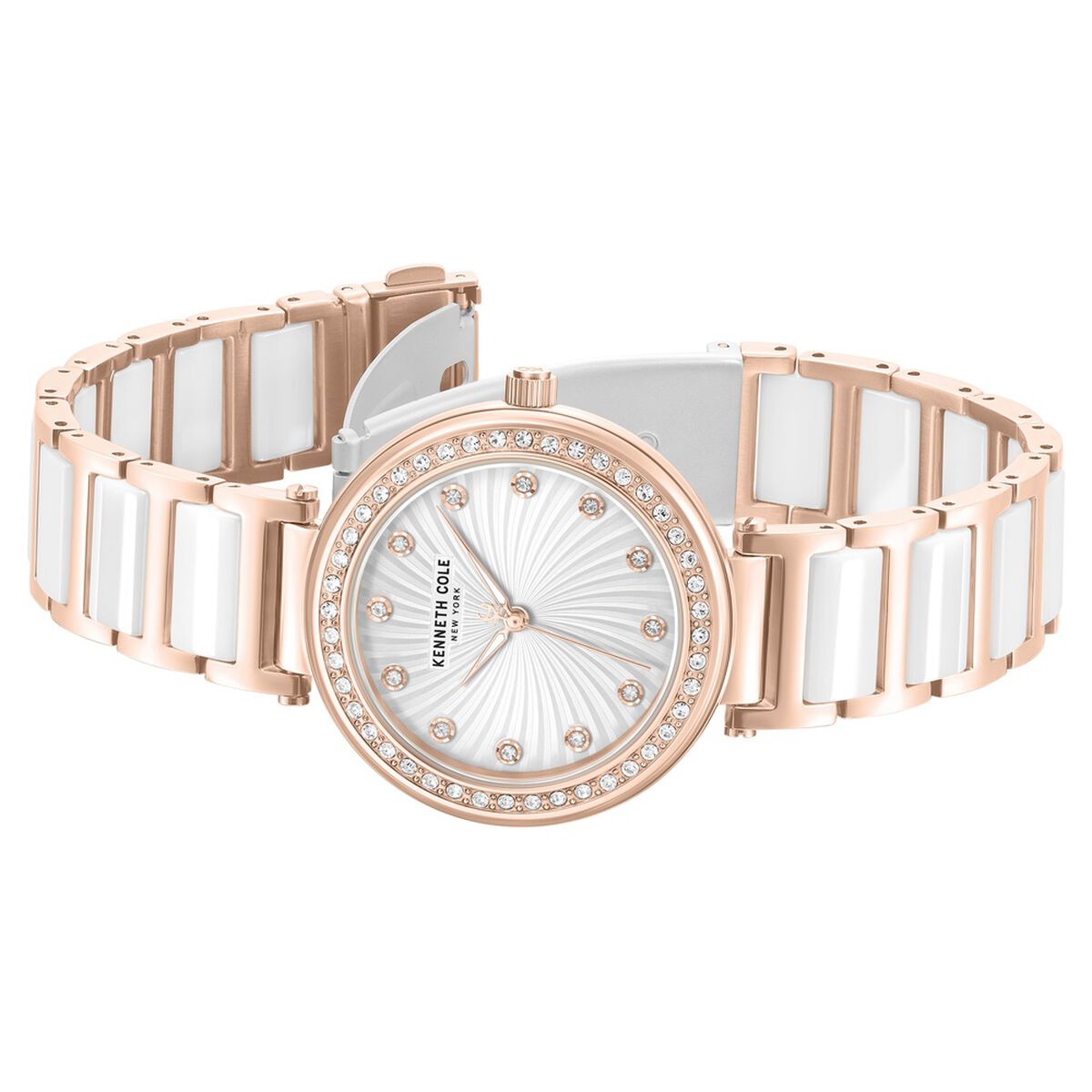 Kenneth Cole Silver Dial Rose Gold Ceramic Strap Women's Watch KCWLG0066102LD - view 3