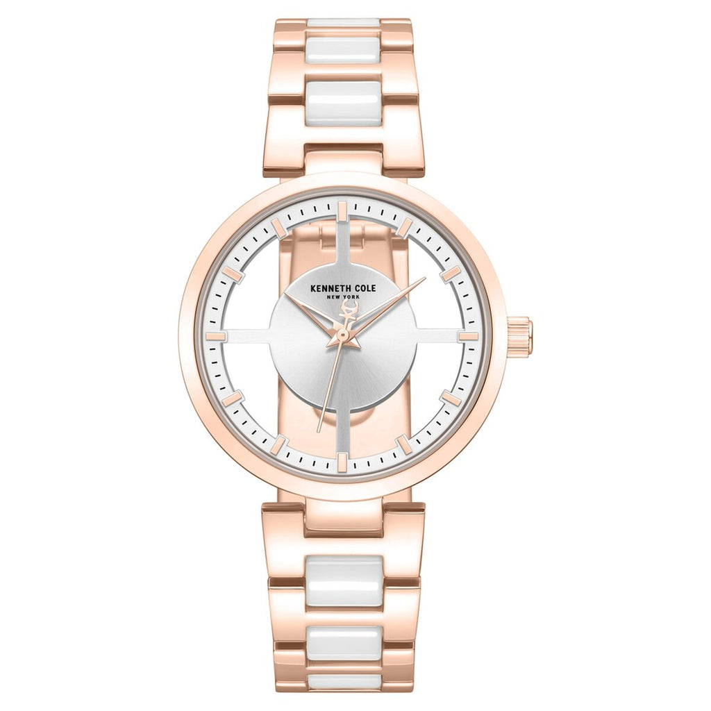 Kenneth Cole Silver Dial Rose Gold Ceramic Strap Women's Watch KCWLG0066701LD - view 1