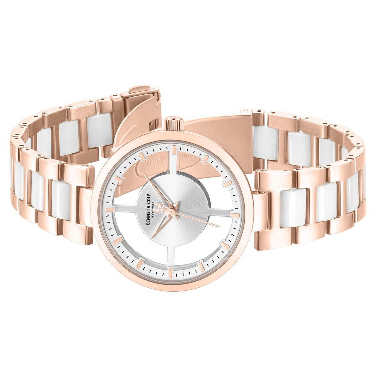 Kenneth Cole Silver Dial Rose Gold Ceramic Strap Women's Watch KCWLG0066701LD - view 3