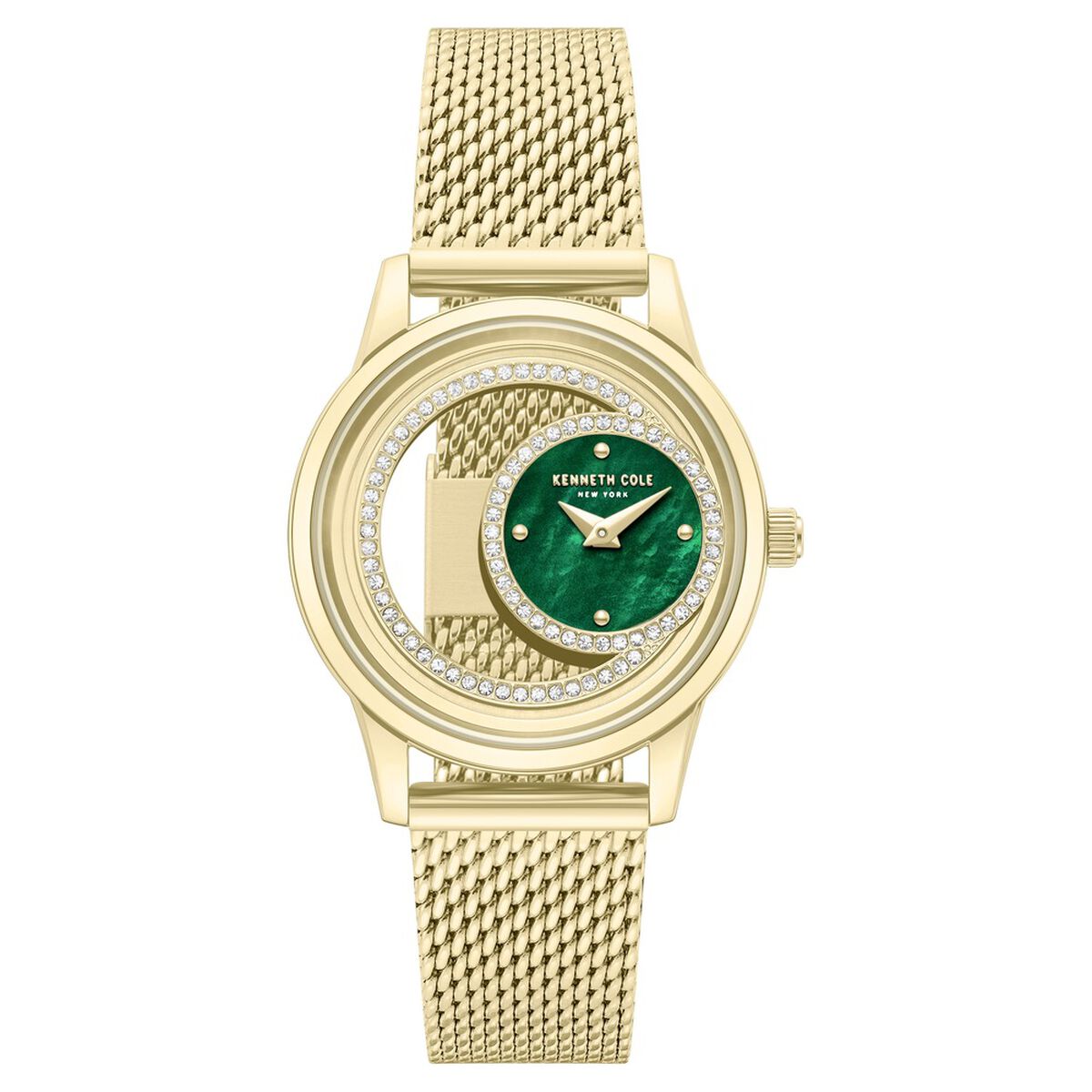 Kenneth Cole Green Mother of Pearl Dial Golden Stainless Steel Strap Women's Watch KCWLG0101301LDW - view 1