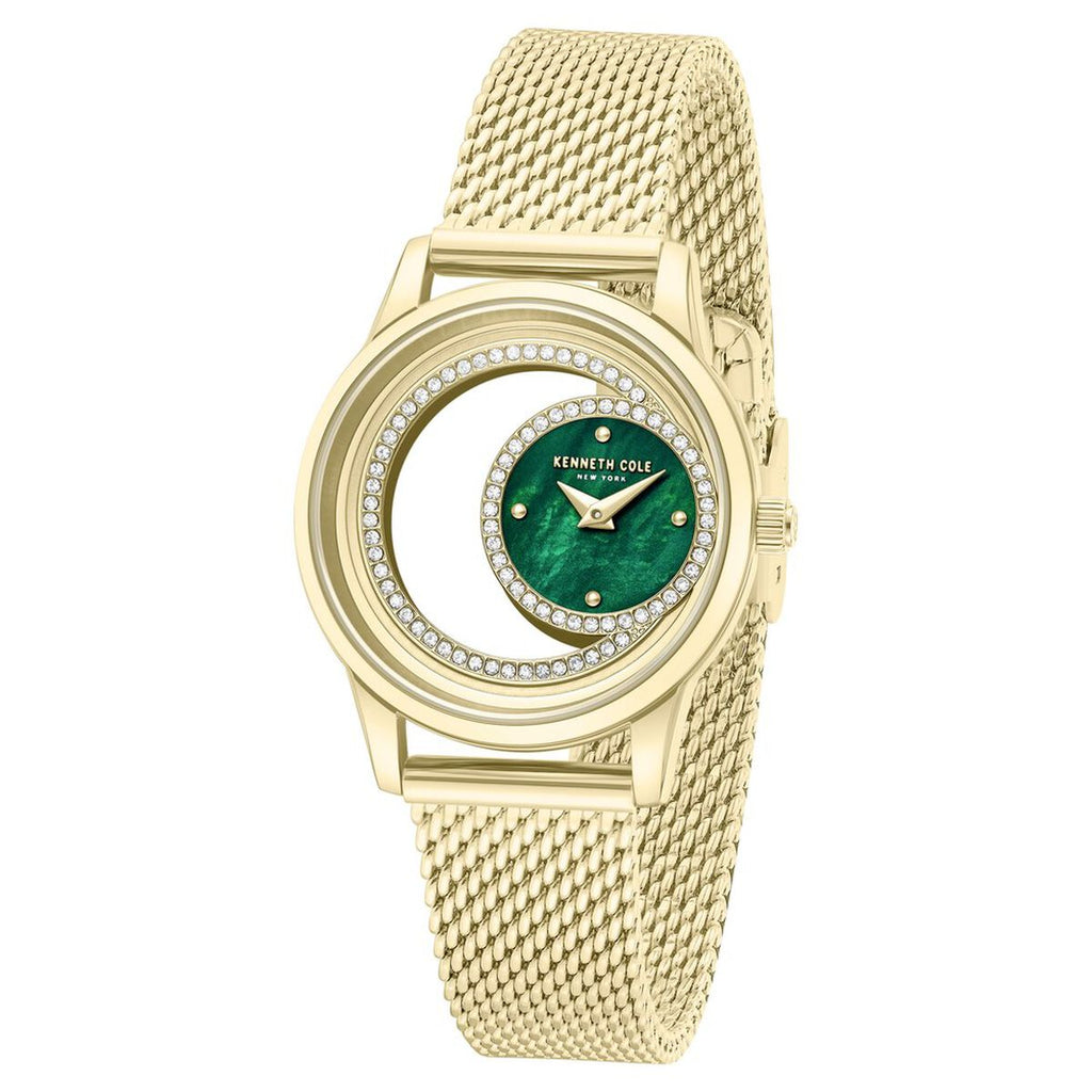 Kenneth Cole Green Mother of Pearl Dial Golden Stainless Steel Strap Women's Watch KCWLG0101301LDW - view 2
