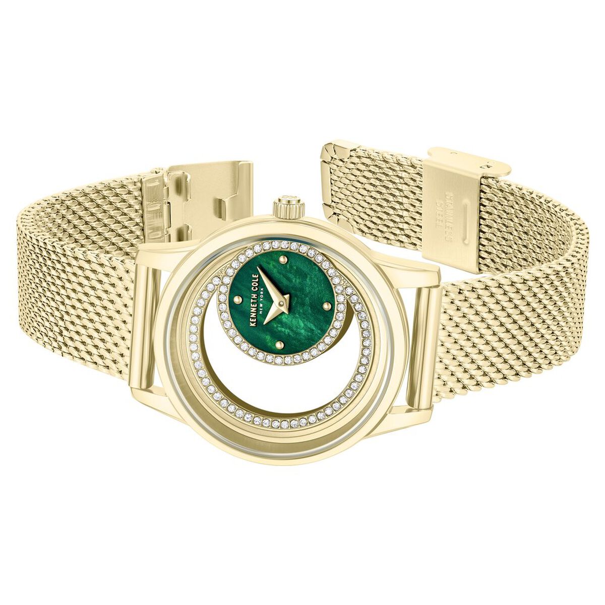 Kenneth Cole Green Mother of Pearl Dial Golden Stainless Steel Strap Women's Watch KCWLG0101301LDW - view 3