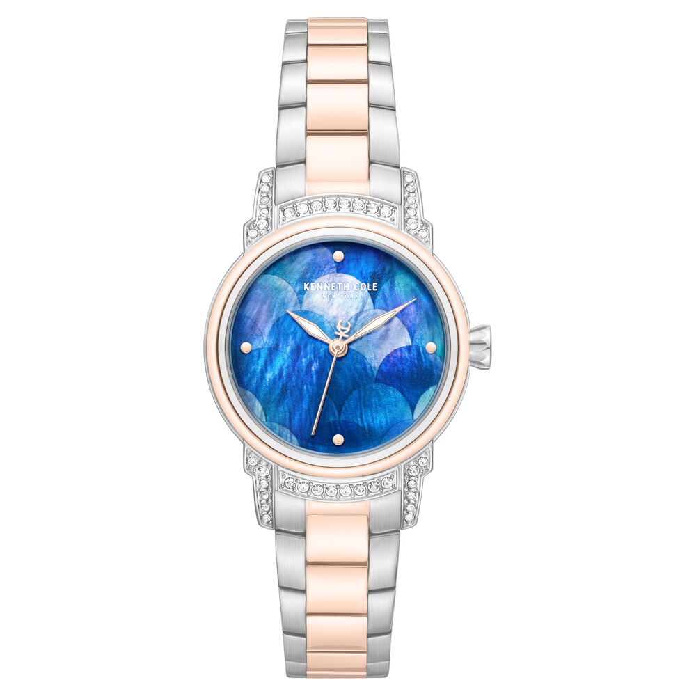 Kenneth Cole Blue Mother Of Pearl Dial Two Tone Steel Strap Women's Watch KCWLG0102302LDW - view 1