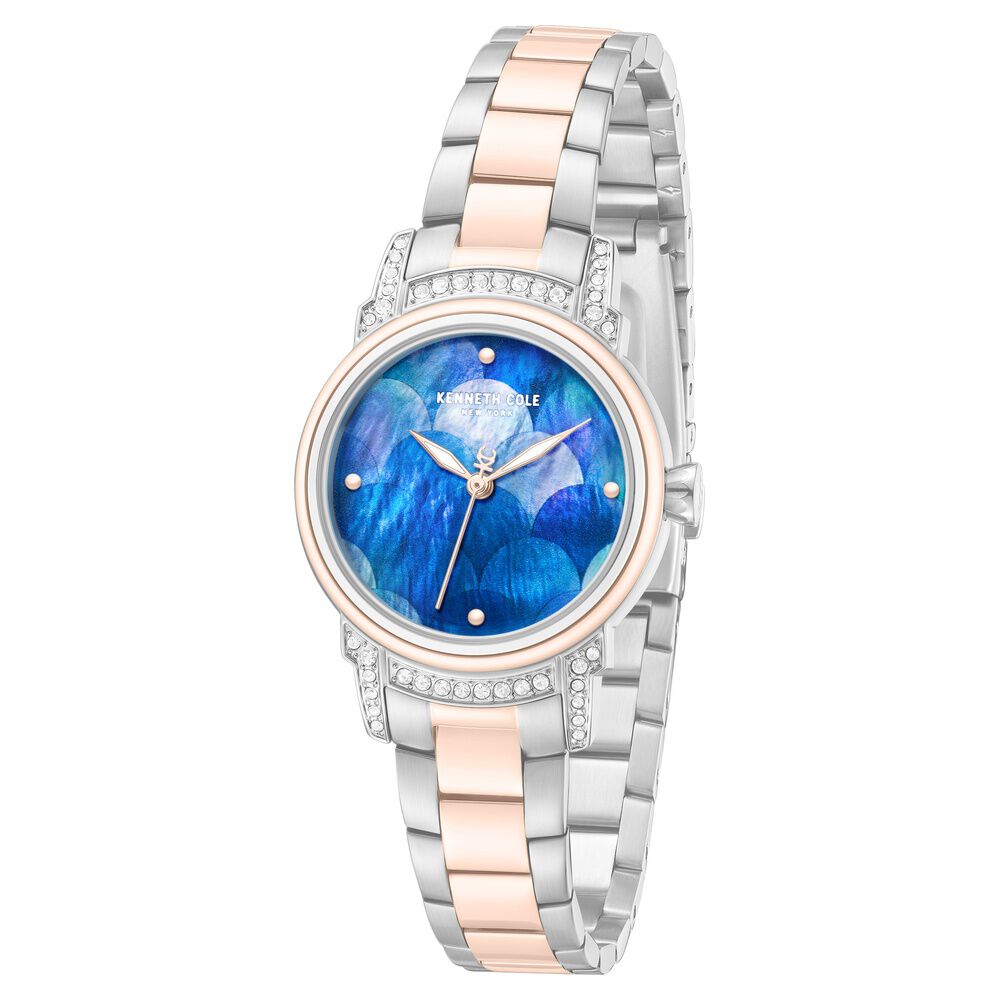 Kenneth Cole Blue Mother Of Pearl Dial Two Tone Steel Strap Women's Watch KCWLG0102302LDW - view 2