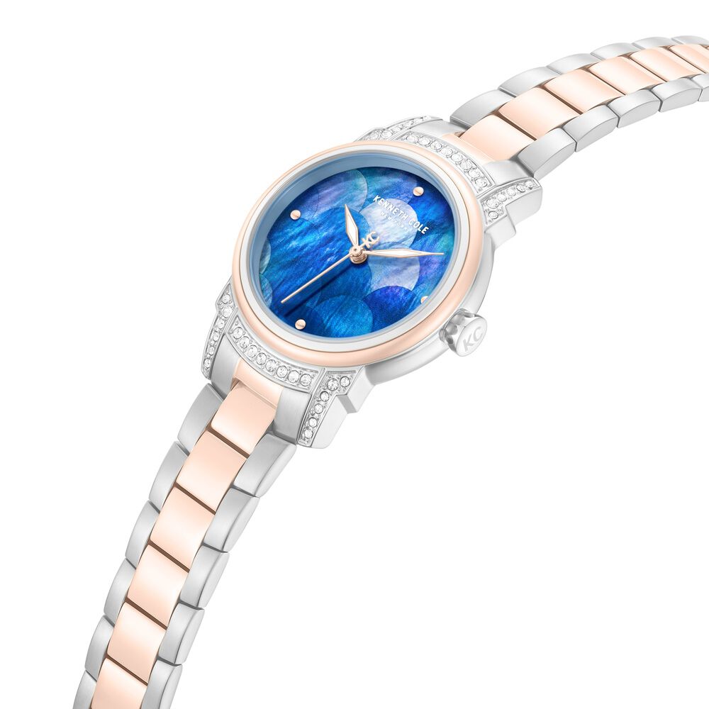 Kenneth Cole Blue Mother Of Pearl Dial Two Tone Steel Strap Women's Watch KCWLG0102302LDW - view 4