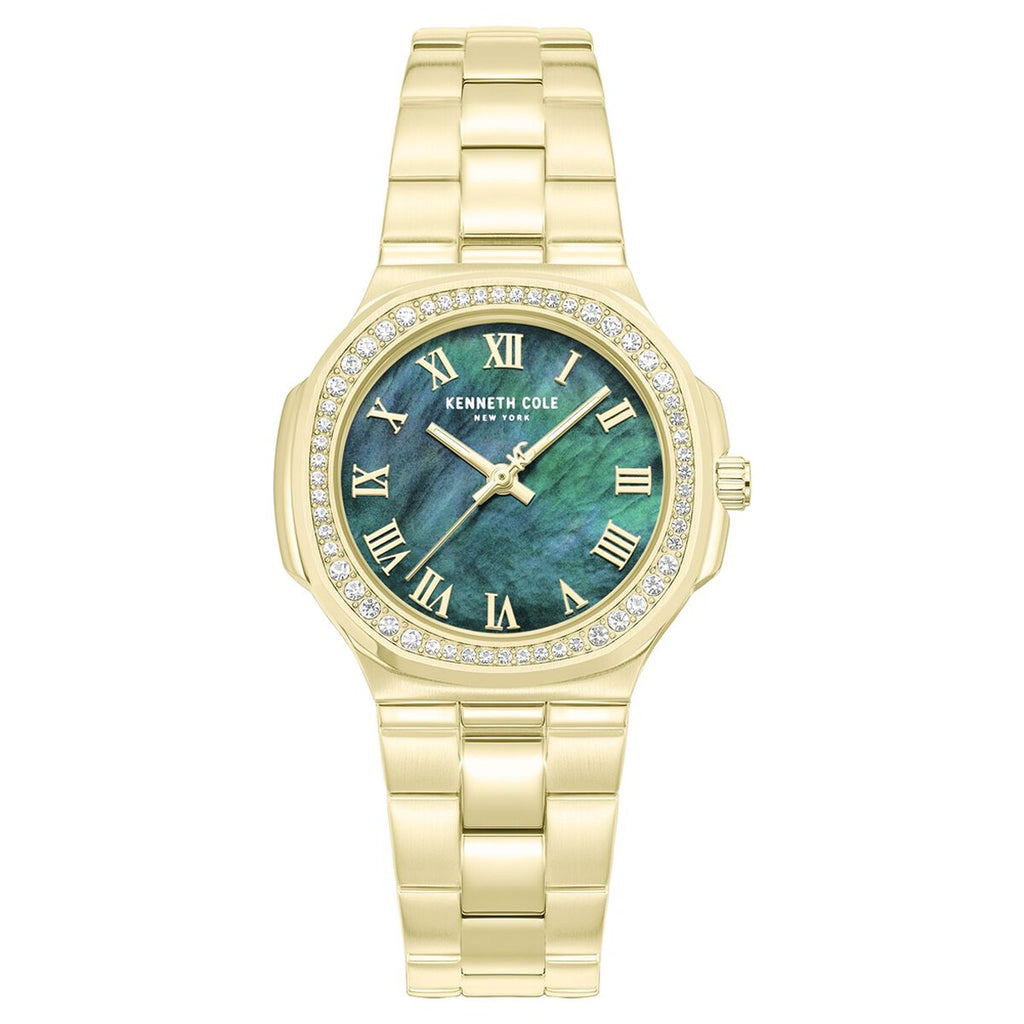 Kenneth Cole Green Mother of Pearl Dial Golden Stainless Steel Strap Kids' Watch KCWLG0102401LDW - view 1