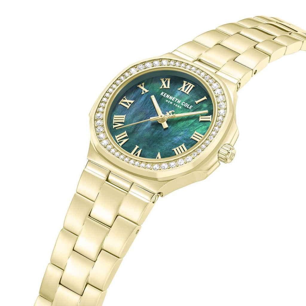 Kenneth Cole Green Mother of Pearl Dial Golden Stainless Steel Strap Kids' Watch KCWLG0102401LDW - view 4