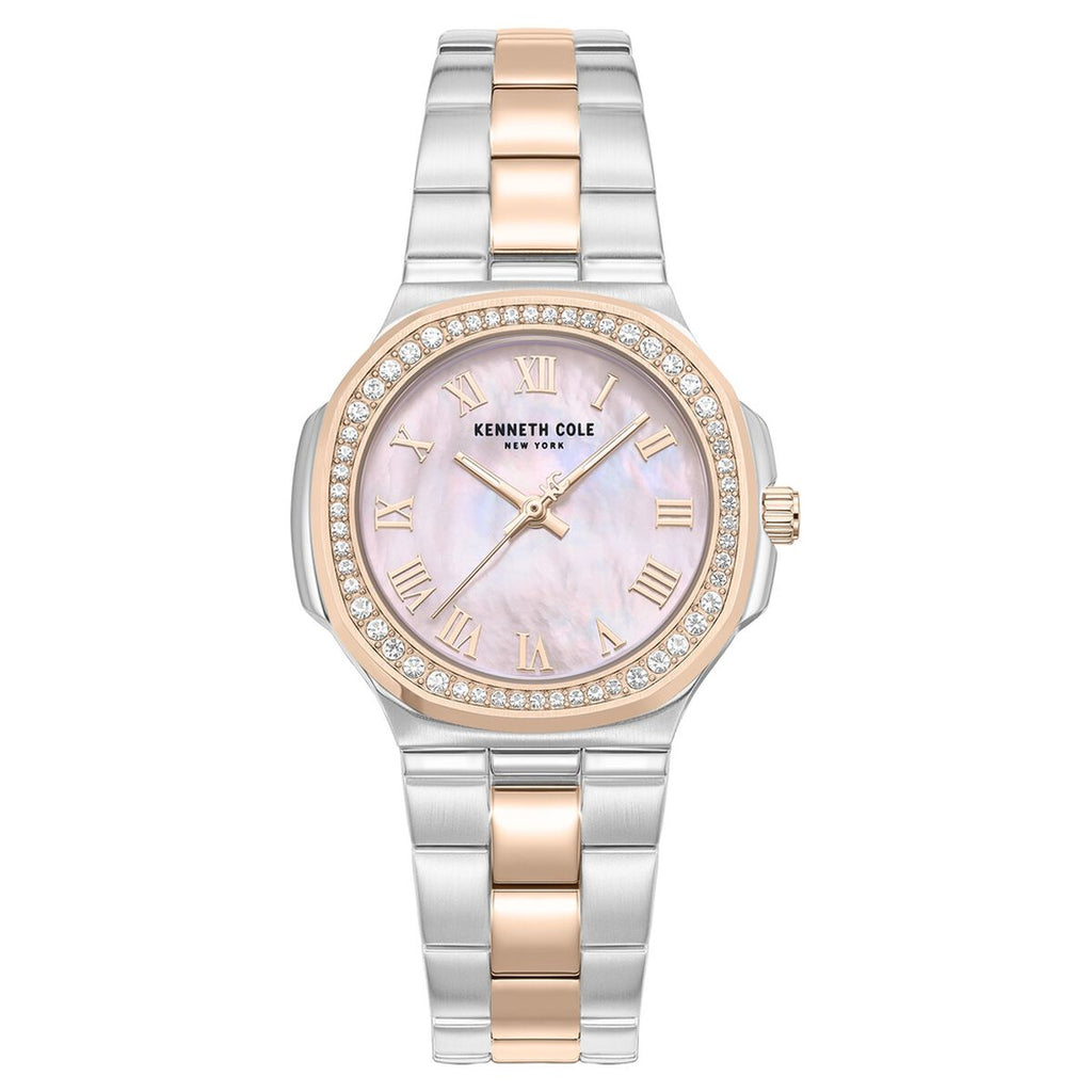 Kenneth Cole Pink Mother of Pearl Dial Two Tone Stainless Steel Strap Kids' Watch KCWLG0102403LDW - view 1