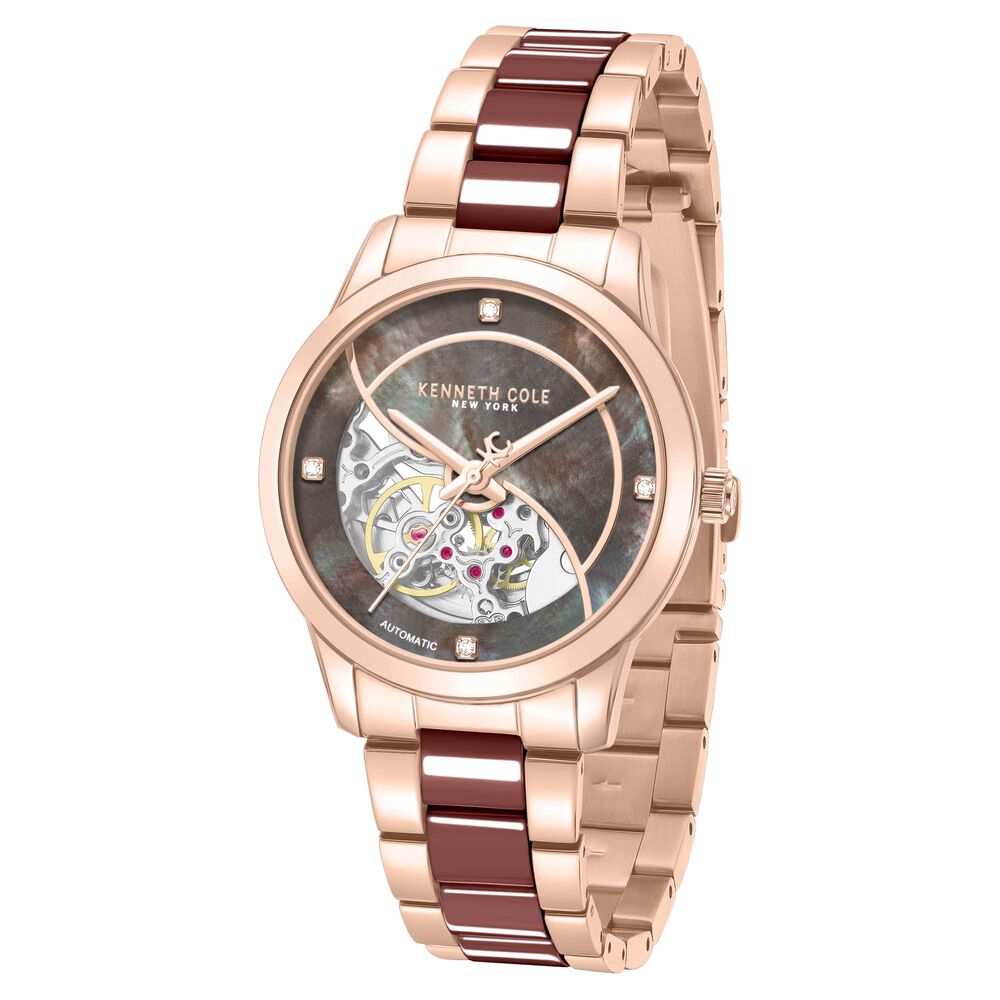 Kenneth Cole Brown MOP Dial Rose Gold Ceramic Strap Women's Watch KCWLY0101102LDW - view 2