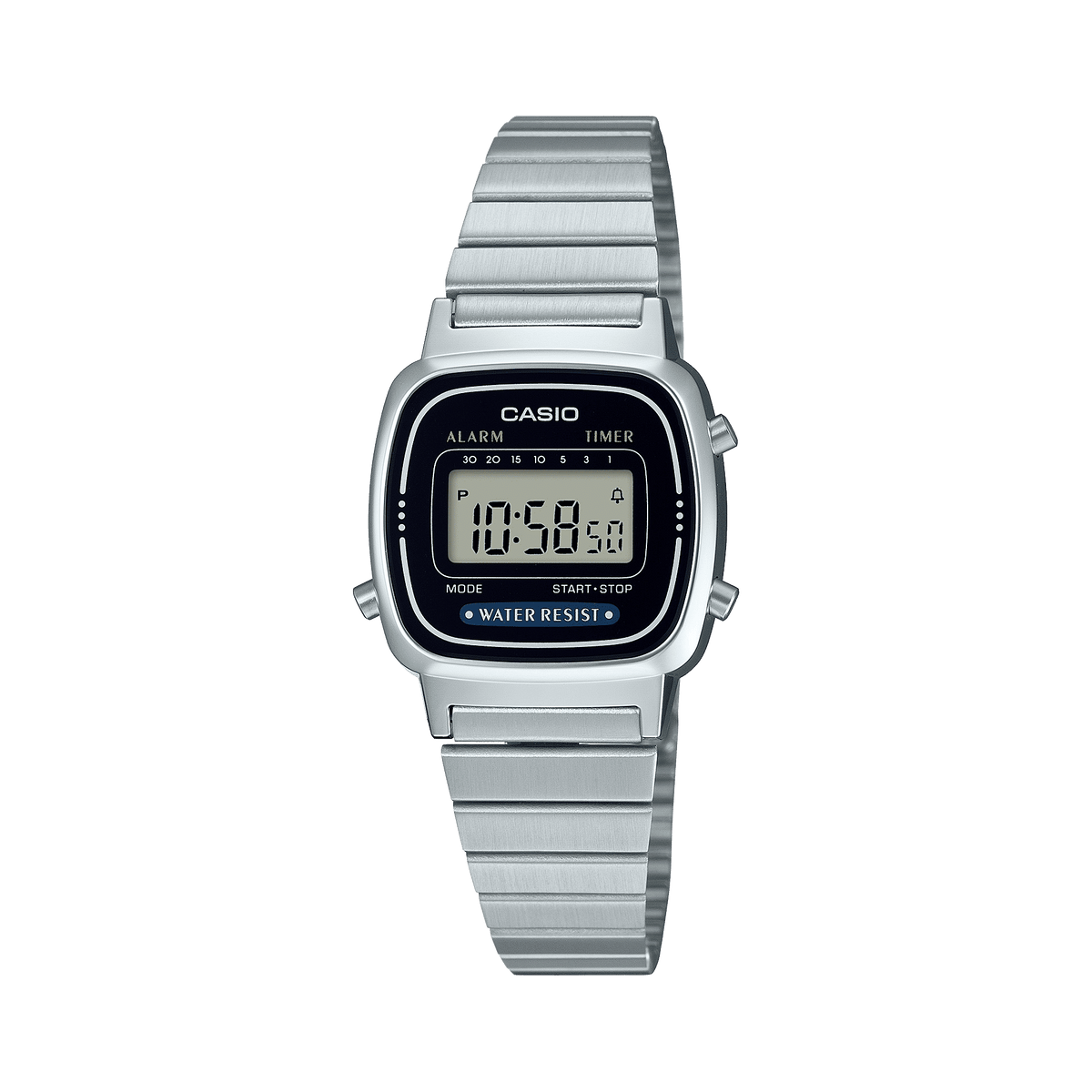Casio Vintage Black Digital Dial Silver Stainless Steel Strap Women's Watch LA670WA-1 - view 1
