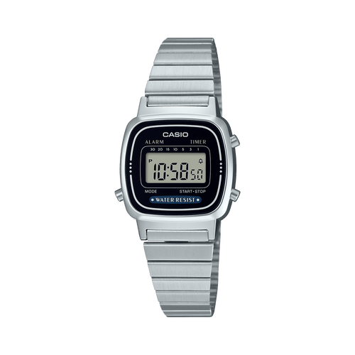 Casio Vintage Black Digital Dial Silver Stainless Steel Strap Women's Watch LA670WA-1 - view 1
