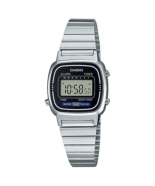 Casio Vintage Black Digital Dial Silver Stainless Steel Strap Women's Watch LA670WA-1 - view 2