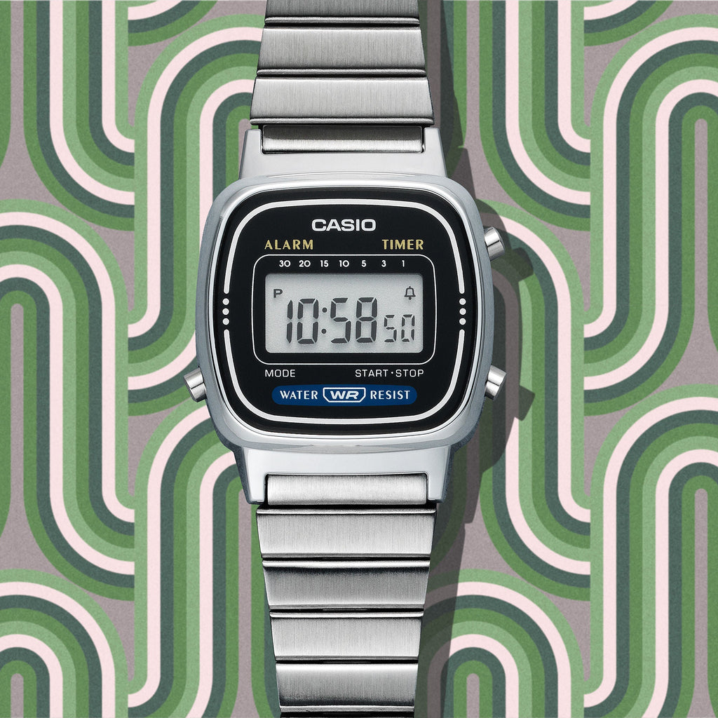 Casio Vintage Black Digital Dial Silver Stainless Steel Strap Women's Watch LA670WA-1 - view 3
