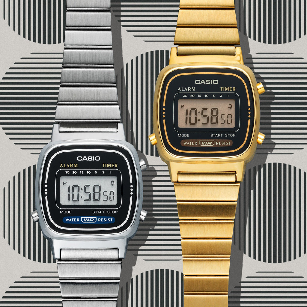 Casio Vintage Black Digital Dial Silver Stainless Steel Strap Women's Watch LA670WA-1 - view 4