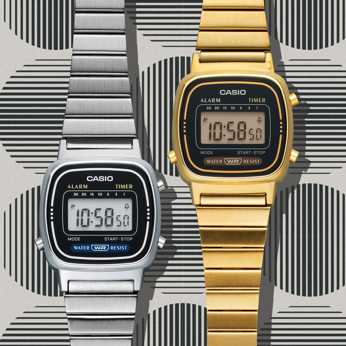 Casio Vintage Black Digital Dial Silver Stainless Steel Strap Women's Watch LA670WA-1 - view 4