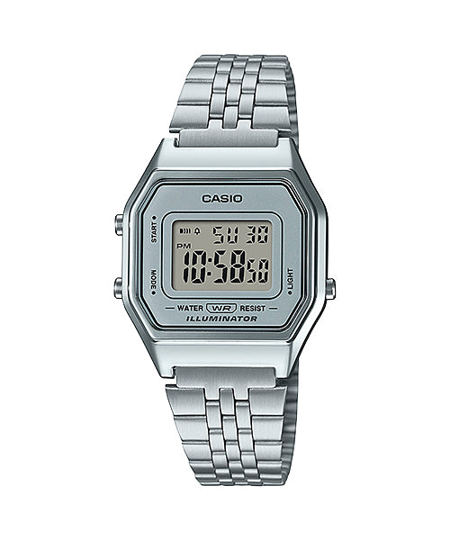 Casio Vintage Clear Digital Dial Silver Stainless Steel Strap Women's Watch LA680WA-7 - view 3