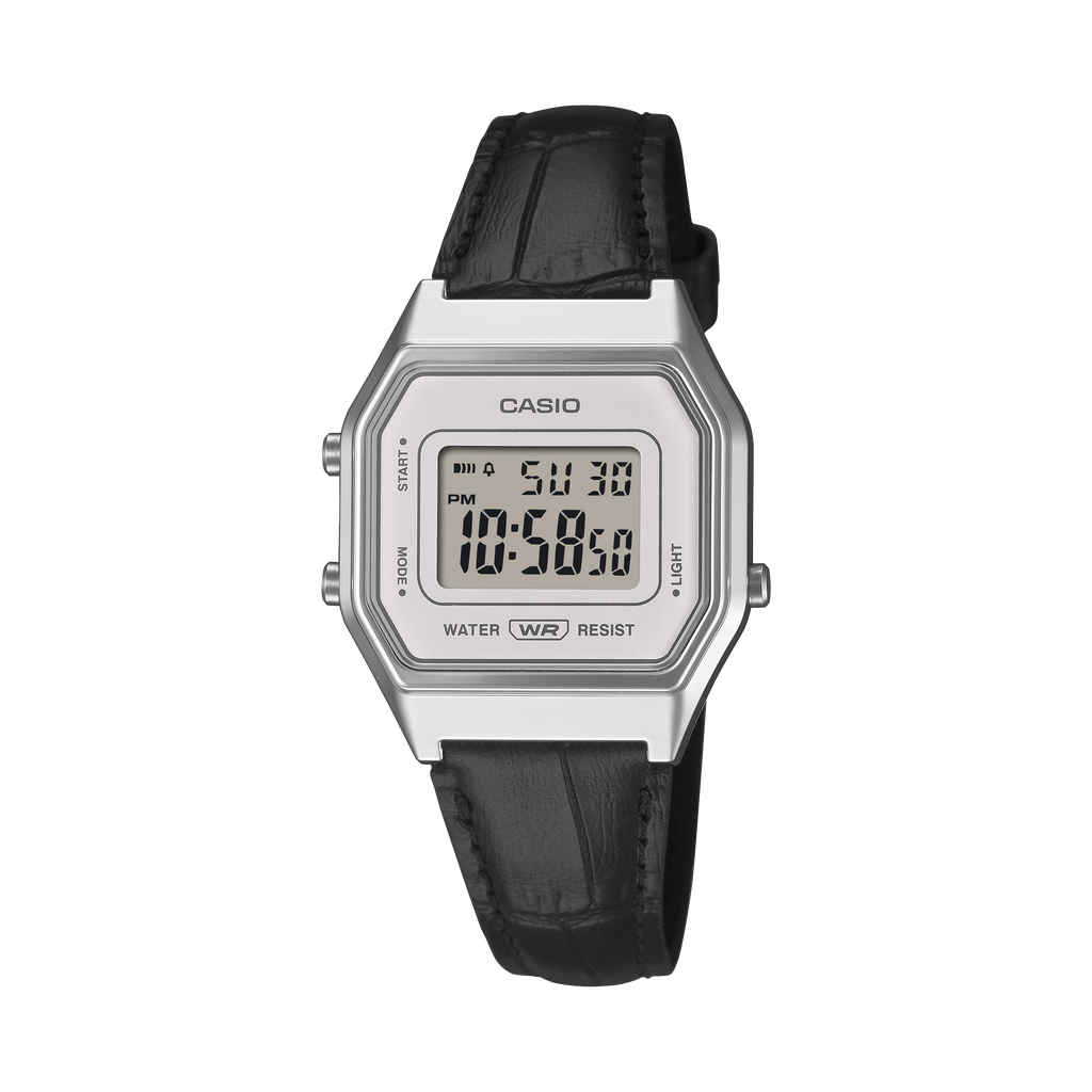 Casio Vintage White Digital Dial Black Leather Strap Women's Watch LA680WEL-1 - view 1