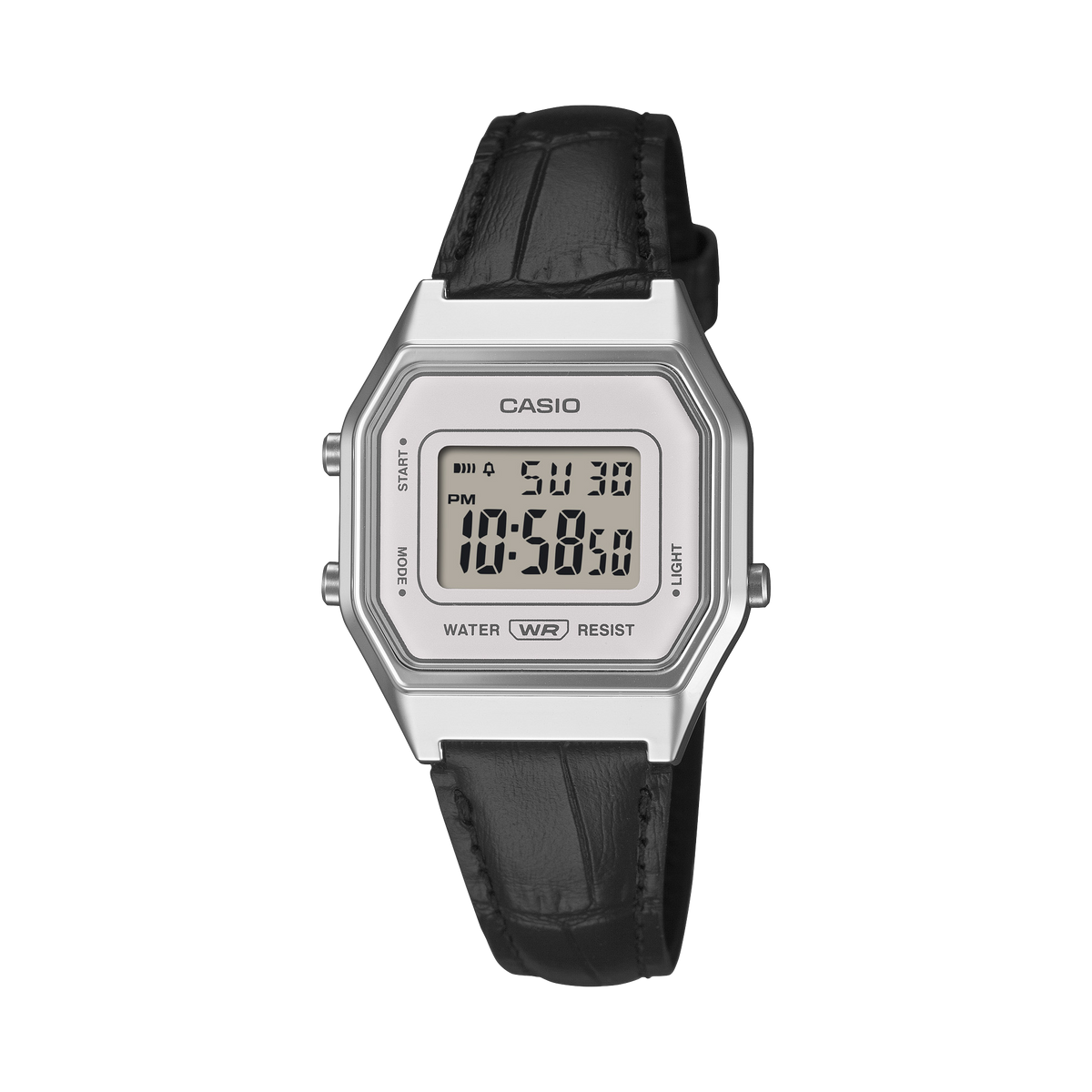Casio Vintage White Digital Dial Black Leather Strap Women's Watch LA680WEL-1 - view 1