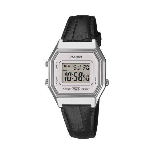 Casio Vintage White Digital Dial Black Leather Strap Women's Watch LA680WEL-1 - view 1