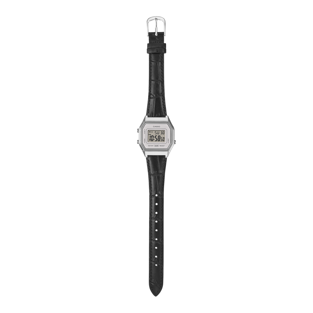 Casio Vintage White Digital Dial Black Leather Strap Women's Watch LA680WEL-1 - view 2