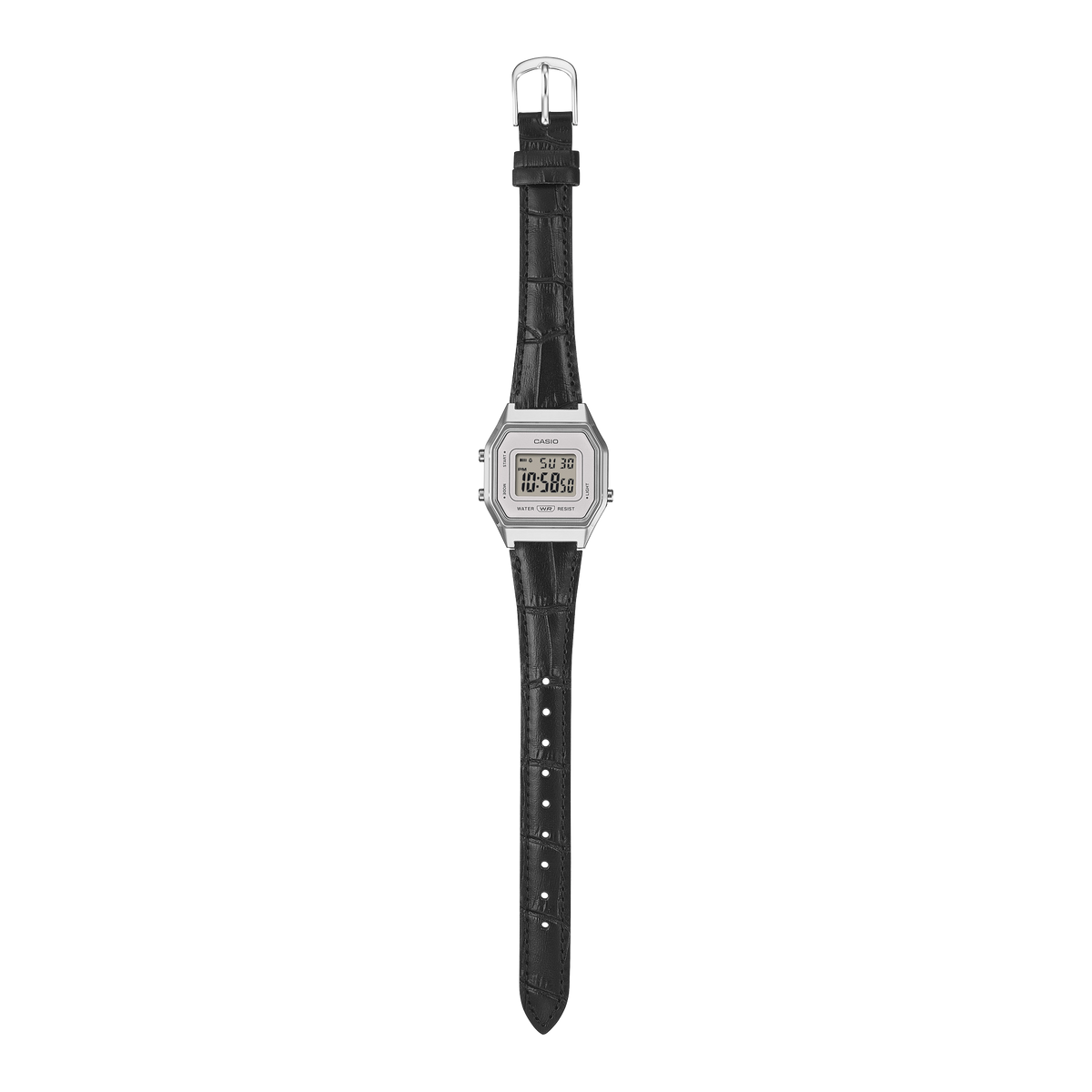 Casio Vintage White Digital Dial Black Leather Strap Women's Watch LA680WEL-1 - view 2