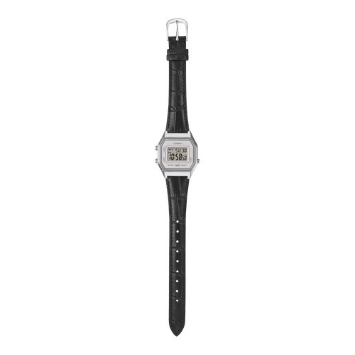 Casio Vintage White Digital Dial Black Leather Strap Women's Watch LA680WEL-1 - view 2