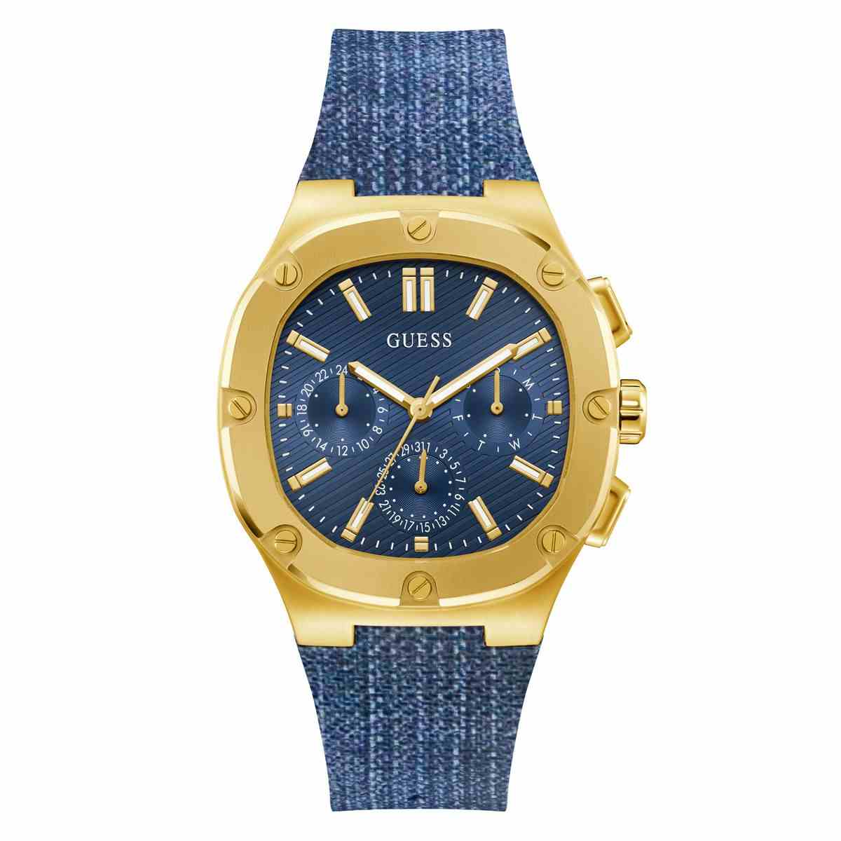 Guess Headline Blue Dial Blue Silicone Strap Men's Watch GW1071G2 - view 1