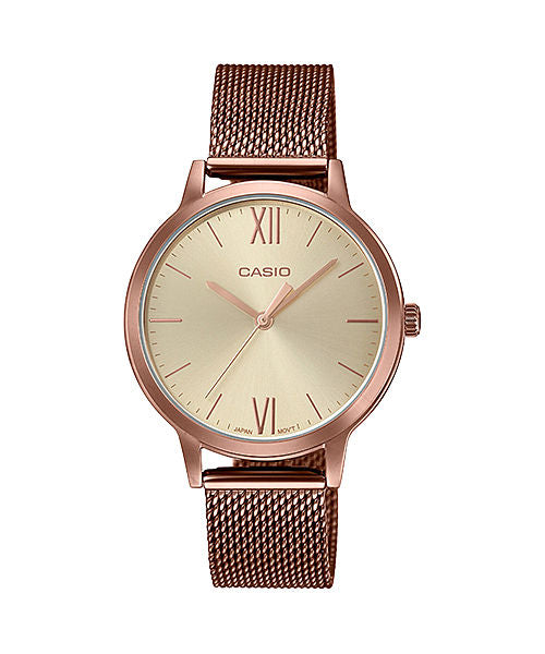 Casio Enticer Rose Gold Dial Rose Gold Stainless Steel Mesh Strap Women's Watch LTP-E157MR-9A - view 2