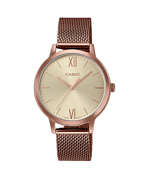 Casio Enticer Rose Gold Dial Rose Gold Stainless Steel Mesh Strap Women's Watch LTP-E157MR-9A - view 1