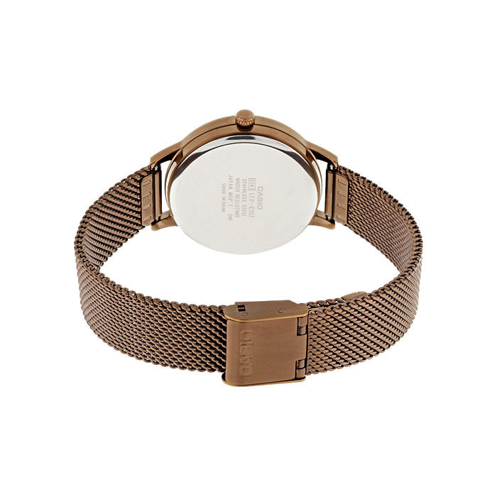 Casio Enticer Rose Gold Dial Rose Gold Stainless Steel Mesh Strap Women's Watch LTP-E157MR-9A - view 4