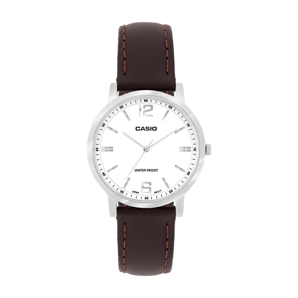 Casio Analog White Dial Brown Leather Strap Women's Watch LTP-SN5YL-7A - view 1