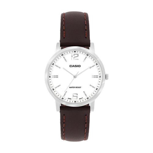 Casio Analog White Dial Brown Leather Strap Women's Watch LTP-SN5YL-7A - view 1
