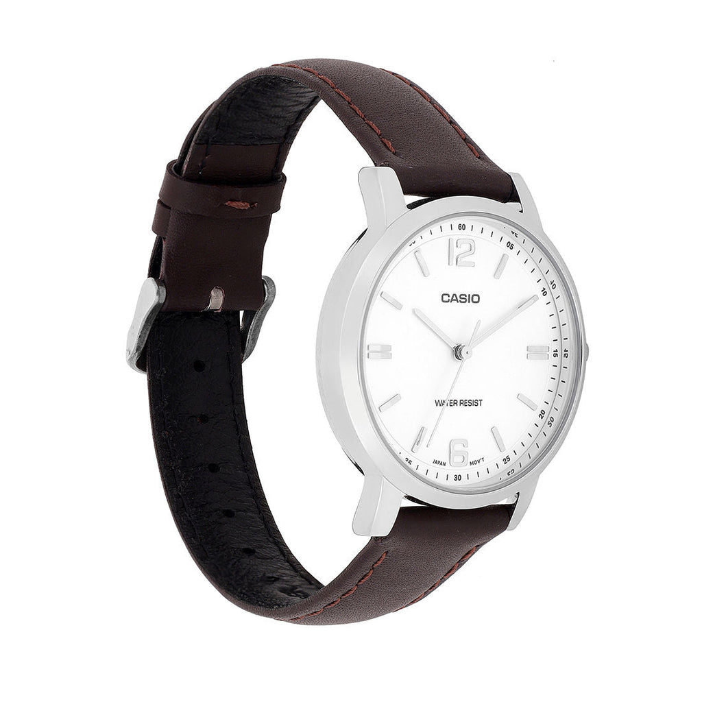 Casio Analog White Dial Brown Leather Strap Women's Watch LTP-SN5YL-7A - view 3