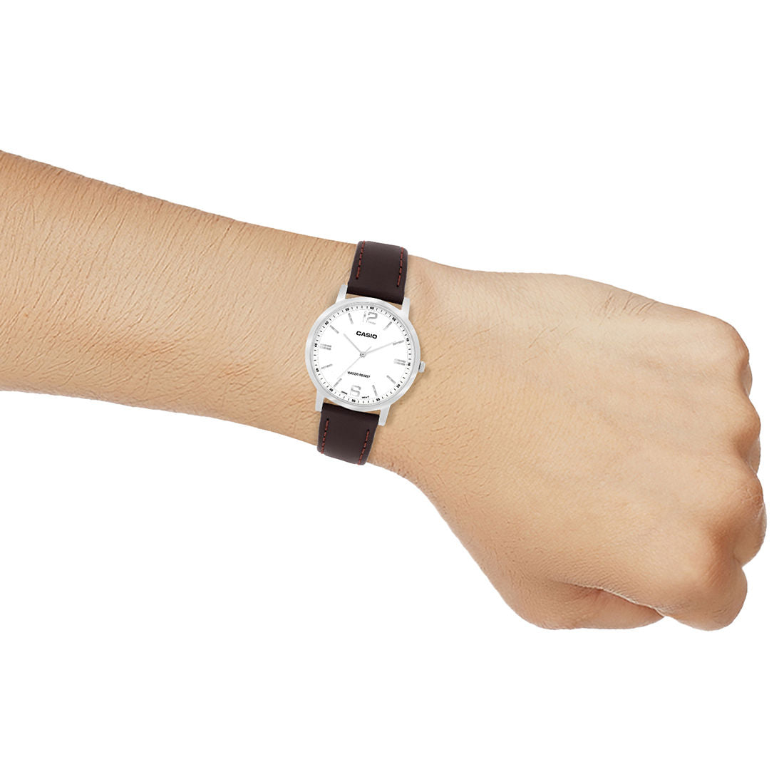 Casio Analog White Dial Brown Leather Strap Women's Watch LTP-SN5YL-7A - view 7