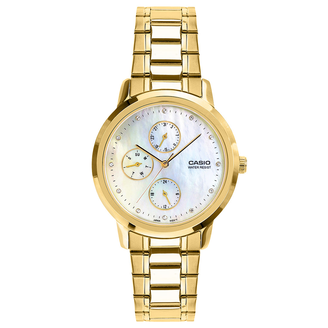 Casio Analog White Mother of Pearl Dial Gold Stainless Steel Strap Women's Watch LTP-SN6KGS-7A - view 1