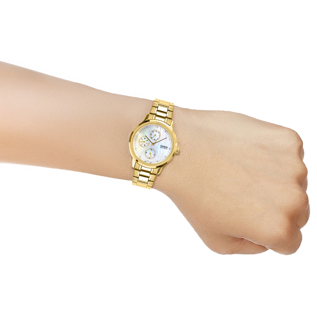 Casio Analog White Mother of Pearl Dial Gold Stainless Steel Strap Women's Watch LTP-SN6KGS-7A - view 7