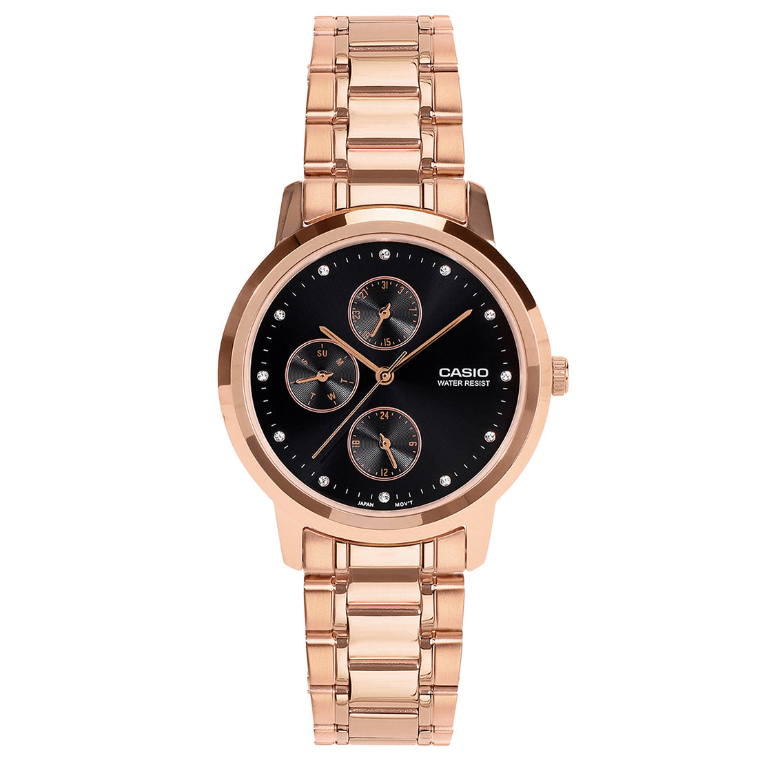 Casio Analog Black Dial Rose Gold Stainless Steel Strap Women's Watch LTP-SN6KR-1A - view 1