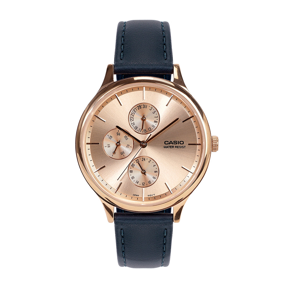 Casio Rose Gold Dial Blue Leather Strap Women's Watch LTP-SN7YRL-4A - view 1